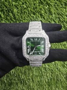 Montre de luxe pour homme, style hip-hop, sertie de moissanite VVS, cadran à chiffres romains, testeur de diamant, mécanique, vente en gros disponible - Product Image 3