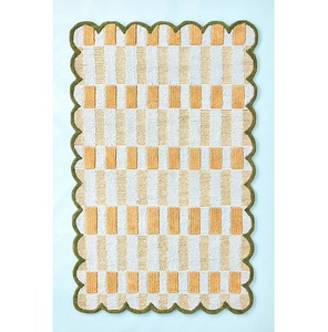 Matilda Timeless Premium Quality Juego de alfombras de lana con mechones a mano con diseño festoneado a cuadros en negrita Suave y cómodo - Product Image 1