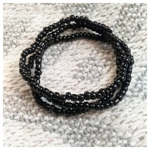 Black Seed <b>Beaded</b> <b>Bracelets</b>, Seed Bead <b>Bracelet</b> Stack, 3 Black Glass Seed <b>Beaded</b> <b>Bracelets</b> - Product Image 1