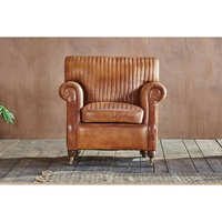 Canapé en cuir véritable de qualité supérieure, style contemporain antique, pieds en bois, accoudoirs roulés, dossier rembourré, mobilier de luxe pour la maison