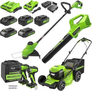 El Mejor Kit Combinado de Cortacésped Eléctrico GreenSworks de 48V 24Vx2, 21 Pulgadas, Autopropulsado - Product Image 2