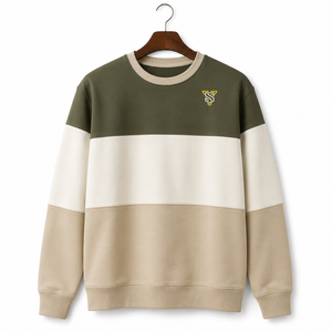 Sudadera de Cuello Redondo con Bloques de Color para Hombre, Logotipo Bordado, Corte Regular, Informal, para Otoño - Product Image 1