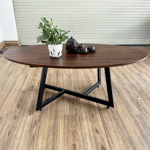 Modern Farmhouse Living Room <b>Sofa</b> <b>Table</b> with Acacia Wood Top and Iron Legs - Product Image 5