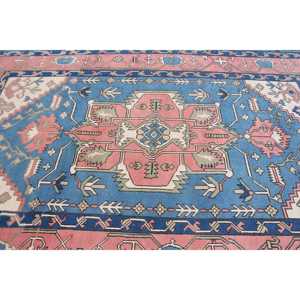 Tapis turc surdimensionné 6,8x10,5 pieds, tapis en laine bleu vintage uni - Product Image 4