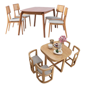 Juego de Comedor de Madera de Lujo Moderno de Alta Calidad con Estructura de Ratán y Respaldo Curvo para Comedor - Product Image 5