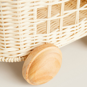 Adorable élégant chariot à jouets en rotin Rotin naturel Chariot pour enfants pour la crèche Fait à la main Rotin de haute qualité Chariot pour bébé - Product Image 3