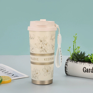 New Title 316 Stainless Steel Insulated Travel <b>Mug</b> Straw <b>Large</b> Capacity Elegant Lily Valley Design Luxury Portable Water Bottle - Product Image 2