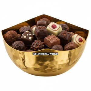 Ensemble de bols de service décoratifs en métal martelé doré créatif, finition en laiton fait à la main, vaisselle de cuisine, bol à dessert, décoration de la maison - Product Image 3