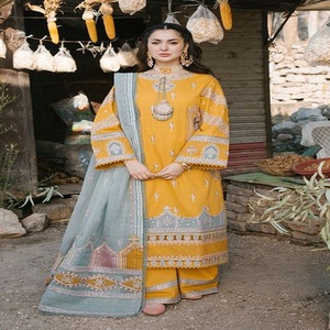 Anarkali ชุดสูทผ้าฝ้ายพิมพ์ลาย,ชุดเดรสสไตล์ดั้งเดิมของอินเดีย Salwar Kameez สำหรับฤดูร้อน - Product Image 1