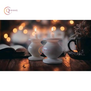 Portavelas de mármol decorativo de mesa para eventos, fiestas, bodas y Navidad, portavelas único, esmalte Natural de Color blanco - Product Image 3