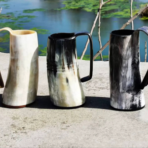 Auténtica Taza Vikinga Ecológica de Cuerno de Búfalo Hecha a Mano, Grado Alimenticio, Estilo Medieval, Religiosa, Feng Shui, Taza de Cerveza con Diseño Animal - Product Image 1