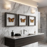 Bingkai Gambar Kustom Spesimen Kupu-Kupu 3D Ramah Lingkungan Mewah, Dekorasi Dinding Seni Kotak Bayangan untuk Ruang Tamu, Hotel, Galeri