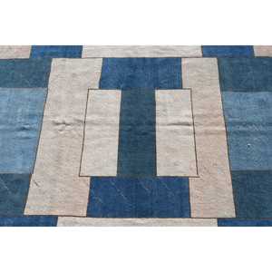 พรมตุรกีขนาด 6x8.8 ฟุต, พรมขนาดใหญ่สไตล์วินเทจ, พรมลายดอกไม้สีน้ำเงินขาว - Product Image 4