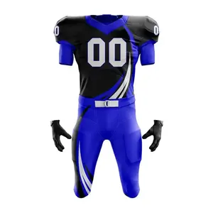Maillot de football américain unisexe de haute qualité respirant taille plus anti-UV séchage rapide uniforme d'équipe imprimé numéro comprend des chemises - Product Image 1