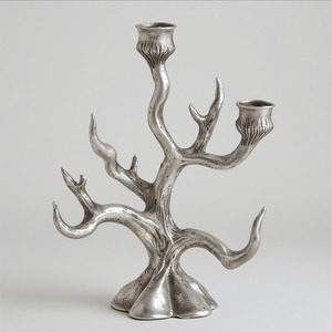 Bougeoir en corne d'aluminium fabriqué à la main avec ton bronze poli Artisan conçu pour les intérieurs décoratifs - Product Image 2