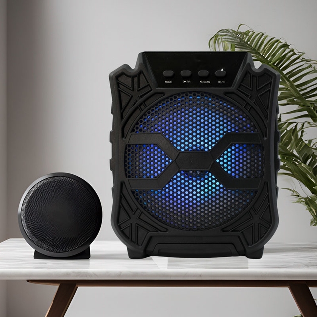 6.5 Inch Portable Bass for 5.0 40W RMS Built-in Microphone Outdoor Karaoke Party Boombox Speaker Single Color LED Light
