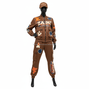 Survêtement pour femmes Premium 320 GSM coton polaire marron Multi panneau Applique brodé Logo personnalisé ensemble survêtements grande taille - Product Image 1