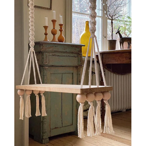 Balançoire en bois macramé, balançoire bohème pour adultes, pour usage intérieur/extérieur, balançoire d'arbre, meubles pour intérieur et extérieur - Product Image 2