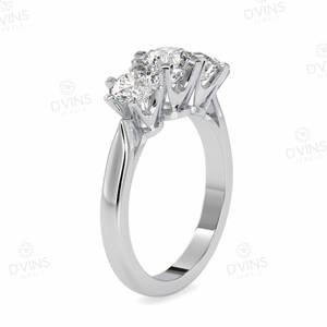 Anillo de compromiso de diamante solitario de 3 piedras Forma redonda Solitario Oro VVS Anillo de boda de compromiso de diamante natural Fiestas de 14K - Product Image 2