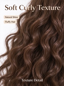 Peluca Larga Rizada Marrón Avellana con Ondas Naturales y Voluminosas, Cabello Virgen Europeo de Una Sola Tira con Clip para Uso Diario - Product Image 5