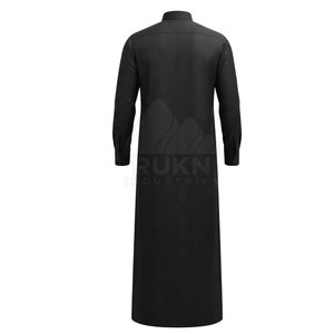 Thobe saoudien classique décontracté en coton léger et respirant, coupe ajustée, manches longues, détail boutonnière avant, idéal pour les événements - Product Image 6