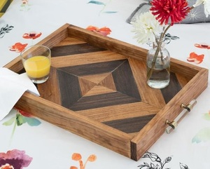 Bandeja DE SERVICIO DE MADERA hecha a mano con acabado antiguo y atractivo vintage ideal para la cocina de campo o la decoración de la sala de estar - Product Image 1