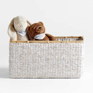Cute White <b>Wicker</b> Large Toy Storage Bin with Rattan Handles, <b>Laundry</b> <b>Basket</b>, Eco-friendly Storage Container Made in Vietnam - Product Image 2