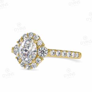 Anillo de Bodas de compromiso de diamante de laboratorio clásico de 2,5 CT fiestas de 14K con corte redondo y ovalado VVS oro de 18 quilates como material principal - Product Image 3