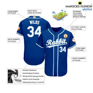 Custom Royal White-<b>Light</b> Blue Breathable Short Sleeve Baseball Jersey-Personalized Sports Uniform with Name and Number - Product Image 4