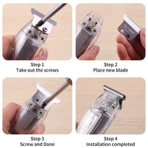 Lot de 2 lames larges de rechange 2215 pour tondeuse, lames réglables en acier inoxydable à écartement nul, type de prise US, argent - Product Image 1