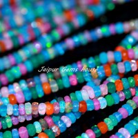 Perles Rondelles Facettées en Opale Éthiopienne Naturelle Multicolore, Meilleures Ventes, 4-5mm, Pierres Précieuses en Vrac, 16 Pouces de Long, Percées au Centre