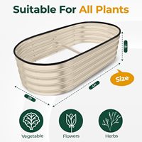 Prix usine Pot de légumes de jardin surélevé ovale Assemblage facile Acier inoxydable galvanisé Jardinage Maison Extérieur Vert OEM ODM