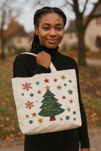 Personalized Lady Fashion Beaded Xmas Totes Factory Direct Handmade Holiday <b>Canvas</b> Tote Bags Custom Logo Christmas Party <b>Beach</b> - Product Image 4