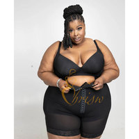 Short de maintien pour femme, sculptant les hanches, large bande, contrôle du ventre, avec fermeture éclair et entrejambe ouvert