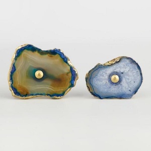Boutons d'armoire en tranche d'agate bleue avec vis, poignées de tiroir en pierre, poignées, bouton de porte pour commode de cuisine, armoire - Product Image 4