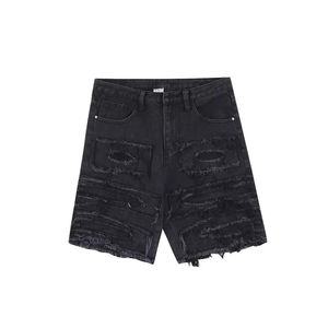 Shorts en jean décontractés taille moyenne pour hommes 100% coton de haute qualité Logo personnalisé broderie en détresse respirant conception-OEM Service - Product Image 3