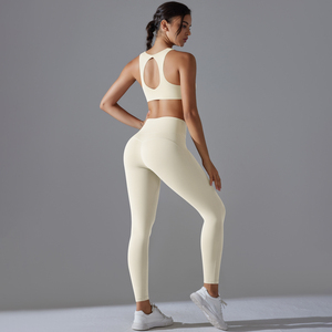Conjuntos de cintura alta estirables y elegantes para mujer, conjunto de 2 piezas de Yoga para mujer, conjunto de Yoga de etiqueta privada para mujer, mallas y sujetador sin costuras - Product Image 3