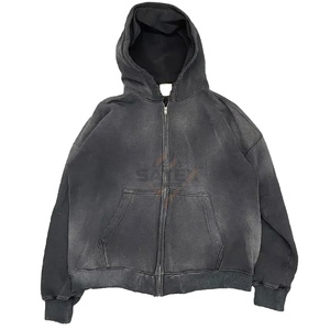 Nouveau Sweat à Capuche Unisexe Personnalisé avec Fermeture Éclair, Style OEM Unique, Effet Délavé Acide, Appliqué, 100% Coton, Coupe Oversize, Hiver, Hip Hop, Coupe-Vent et Thermique, Vente en Gros - Product Image 5