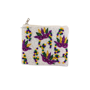 Premium High Quality Hand <b>Beaded</b> Customized Zipper Closure Fashion Unisex Coins Wallet Best Selling <b>Mardi</b> <b>Gras</b> Designs - Product Image 4