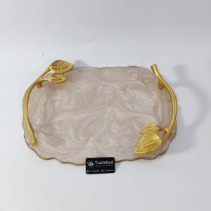 Bandeja de Servicio Móvil de Resina Moderna de Primera Calidad para Mayoristas, Bandeja Decorativa Hecha a Mano para Decoración del Hogar - Product Image 4