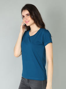 2025 gros été fitness fond rond dames t-shirts sérigraphie plaine 95 coton 5 spandex col en v t-shirt femme - Product Image 5