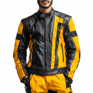 Motorcycle Rider <b>Jackets</b> <b>Men</b> Real Cowhide Genuine Leather <b>Jacket</b> <b>Mens</b> Motor Biker Coat - Product Image 4