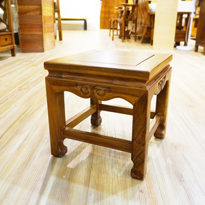 Support de présentation décoratif en bois de teck antique-moderne chinois de 30 cm de haut, étagère à fleurs classique, support pour meubles de maison - Product Image 1