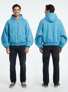 Sweat à capuche en molleton 100% coton, vente chaude, manches oversize, fermeture éclair sur le devant avec capuche, style décontracté, lavage à l'acide personnalisé, sweat à capuche grande taille - Product Image 6