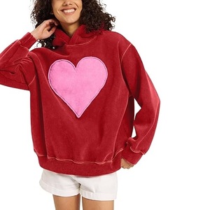 Sweat à capuche oversize pour femme, style décontracté, en molleton de coton lourd, brodé, à épaules tombantes, style décontracté, pour l'hiver - Product Image 2