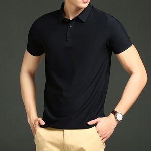 2023 hombres verano para Polos nueva seda de hielo suelta manga corta Camiseta solapa Color sólido estampado soporte XS tamaño Golf ropa - Product Image 5