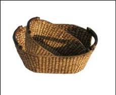 Economically Priced Handwoven Water Hyacinth Woven <b>Baskets</b> <b>Tray</b> Comfortable Handle for Bedroom Living Room Bathroom Organization - Product Image 4