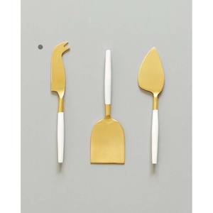 Épandeur de fromage trancheur de beurre poli argent, marbre blanc complet à poignée ronde vaisselle en acier inoxydable Royal irisé - Product Image 6