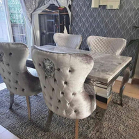 Mesa de Comedor Moderna con Estructura Metálica y Tapa de Mármol para Hoteles, Apartamentos, Escuelas y Restaurantes - Importación al por Mayor
