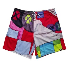 Short en maille de style rue haute d'été à logo personnalisé nouvelle mode tissu de laine à motif solide imprimé par transfert de chaleur pour les joueurs - Product Image 5